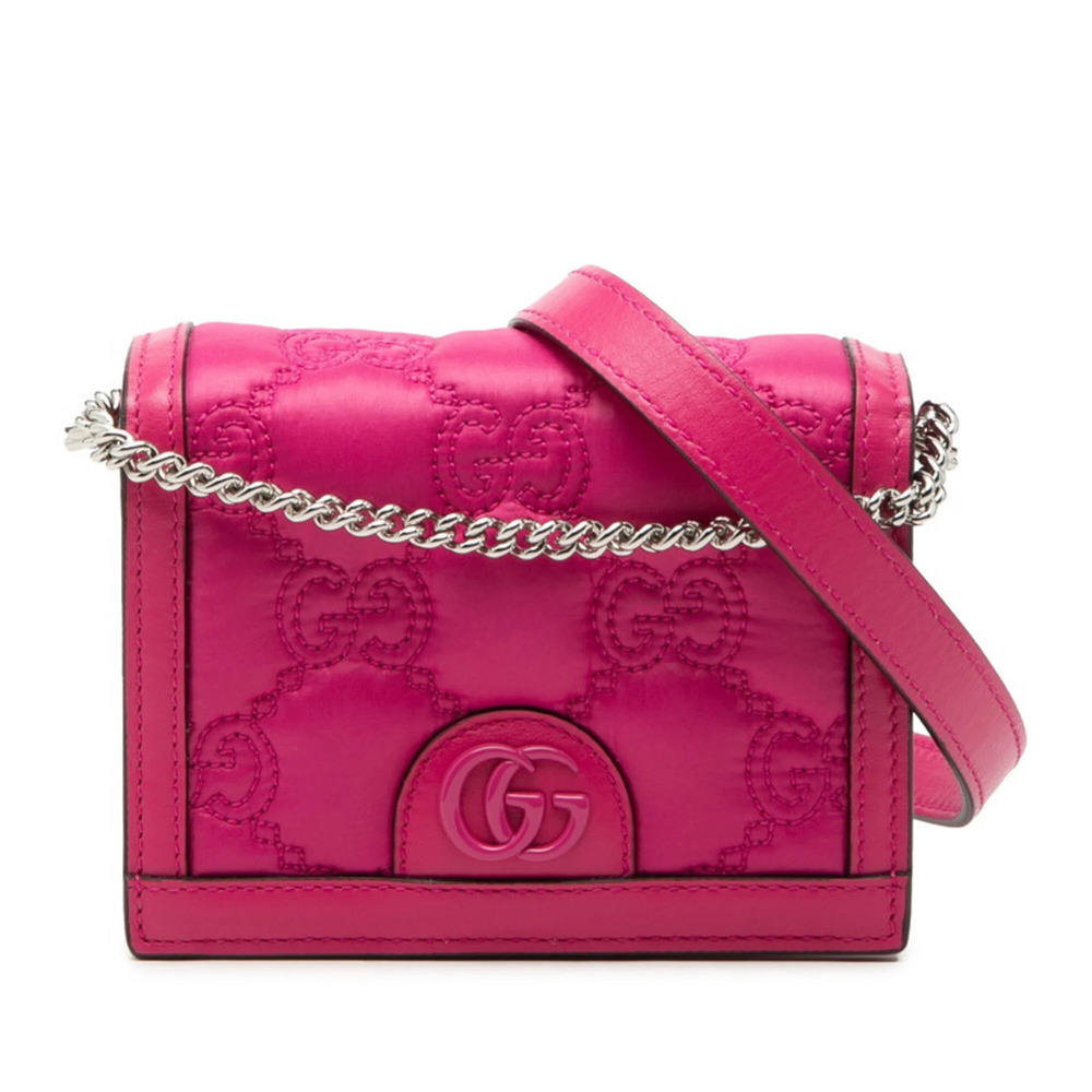 GUCCI Authentic Pink Leather GG Marmont Shoulder Bag